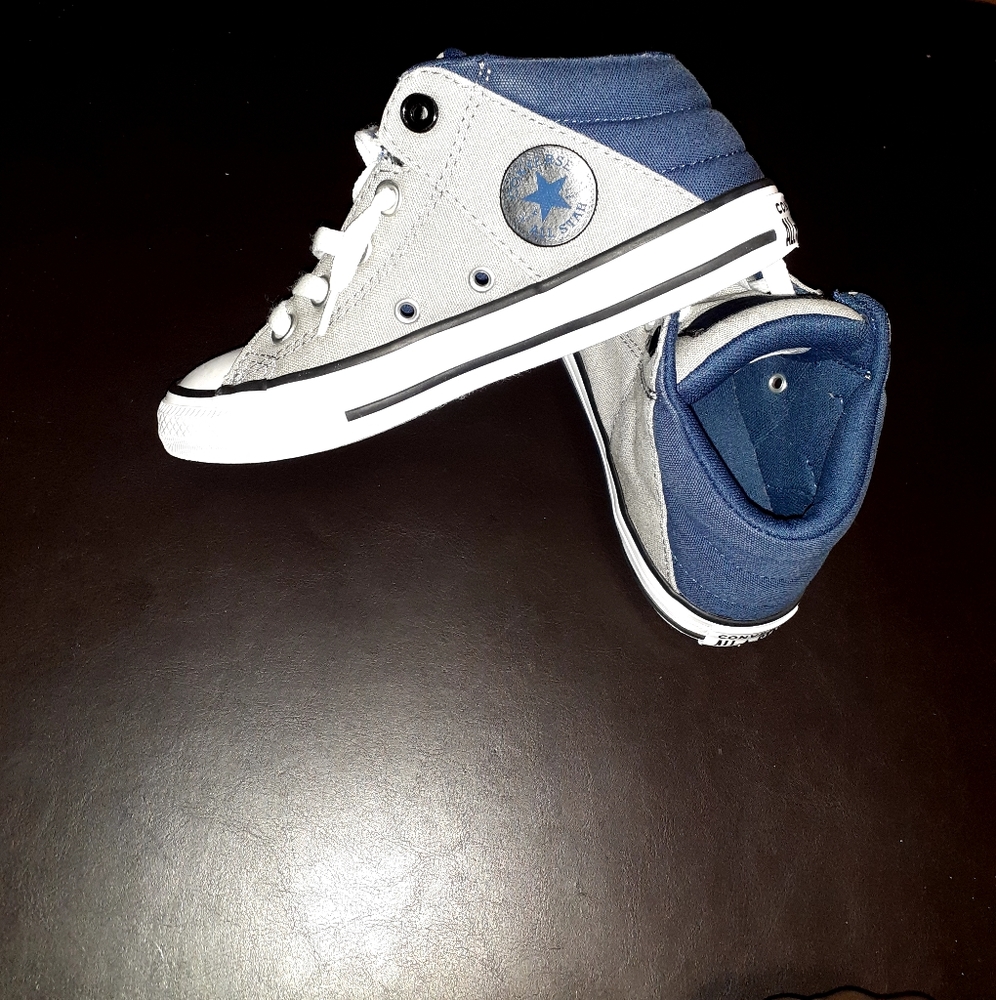 Converse 3/4 high top slip on gray and blue
